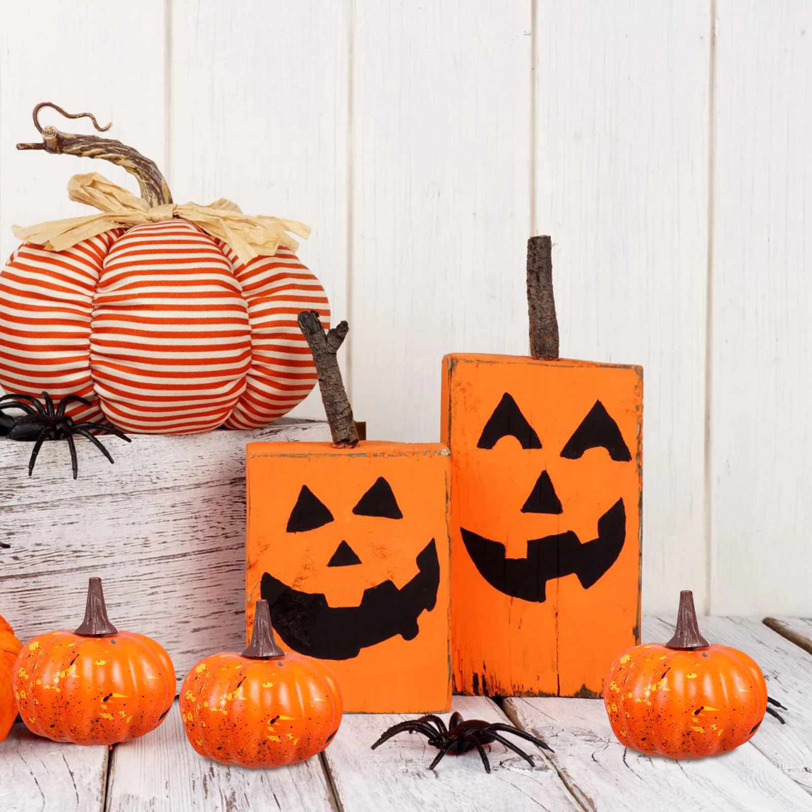 

16Pcs Realistic Artificial Foam Pumpkins Fake Mini Pumpkins for Halloween Party Thanksgiving Fall Decorations