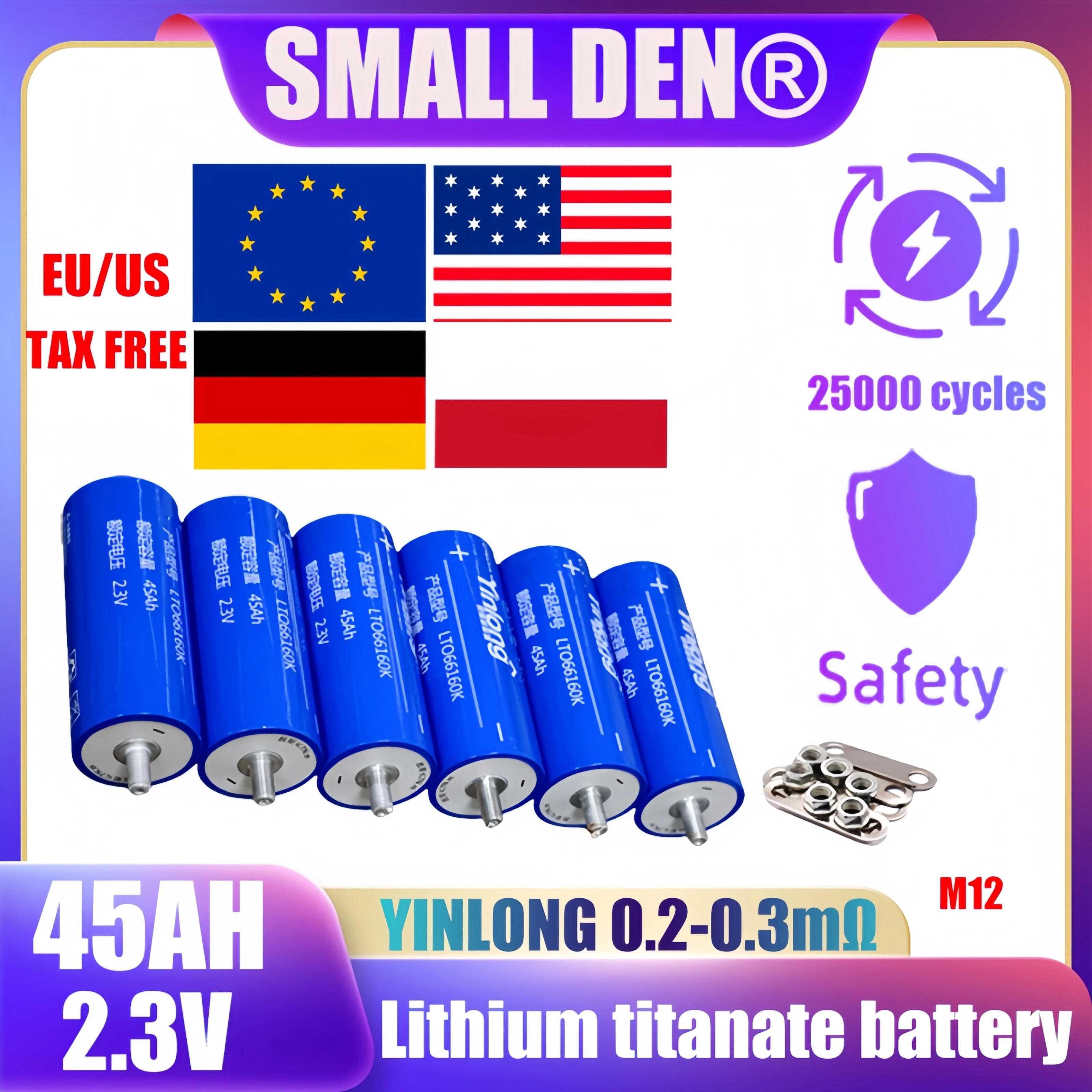 

Yinlong Original LTO 66160 2.3V Lithium Titanate Battery 45AH 40AH 35AH 10C1V24V48V RV Audio Starting Power Charging Battery top