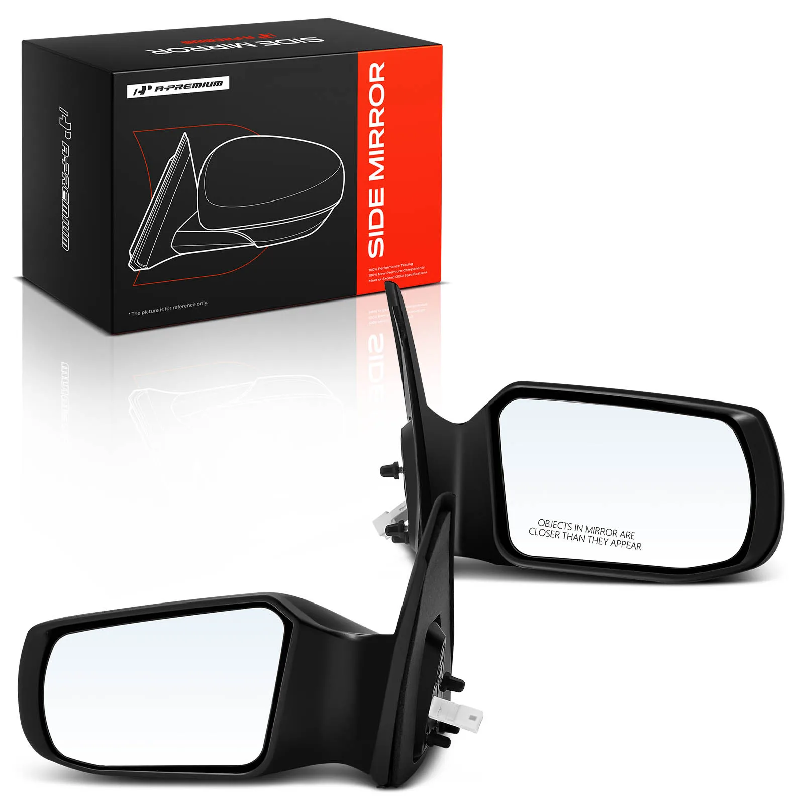 A-Premium Pair Power Door Mirror for Nissan Altima 2007-2012 Non-Folding Smooth Black