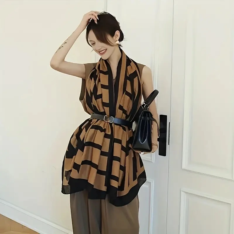 Modny bawełniany lniany lekki szal damski Ultra miękki oddychający szal Lato Jesień Zima Codzienne użytkowanie Modne akcesoria podróżne