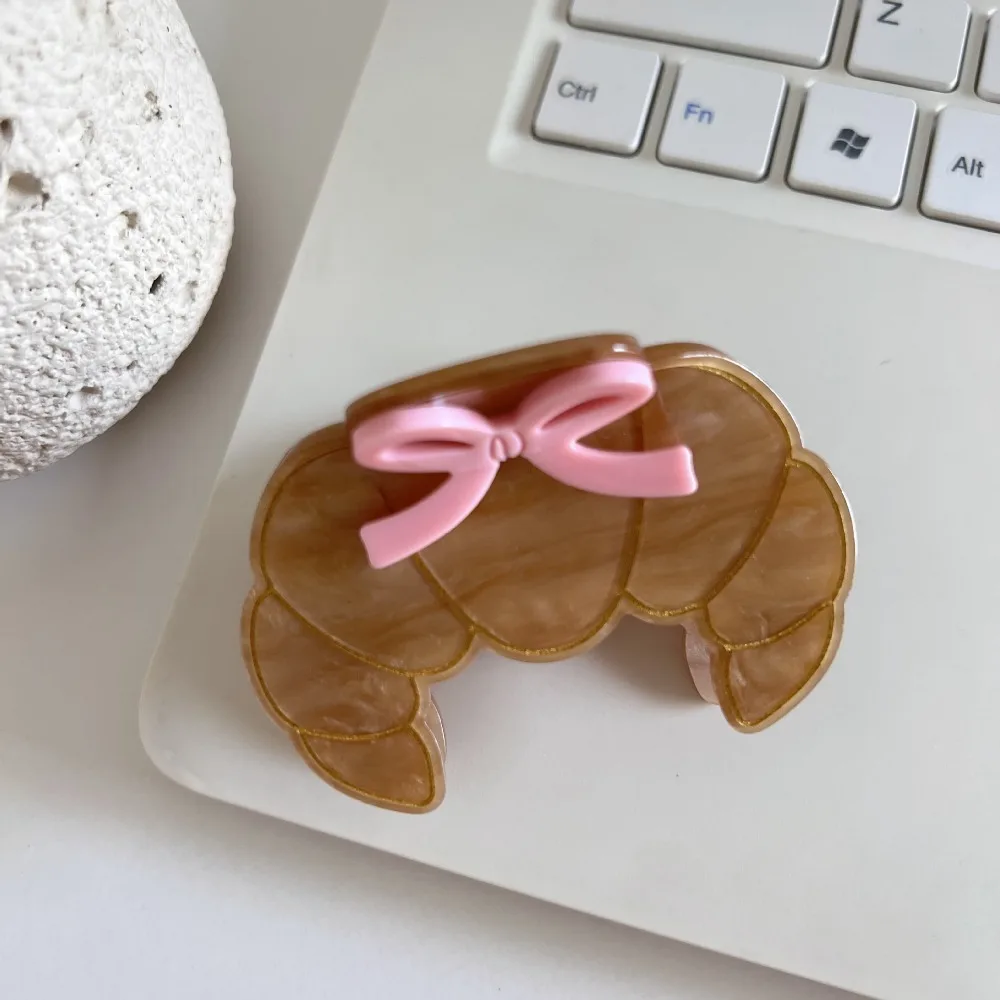 

Creative Cute Croissant Shark Clip Toast Sweet Acetate Hair Crab Clip Colorful Acetic Acid Delicious Food Claw Clip Girls