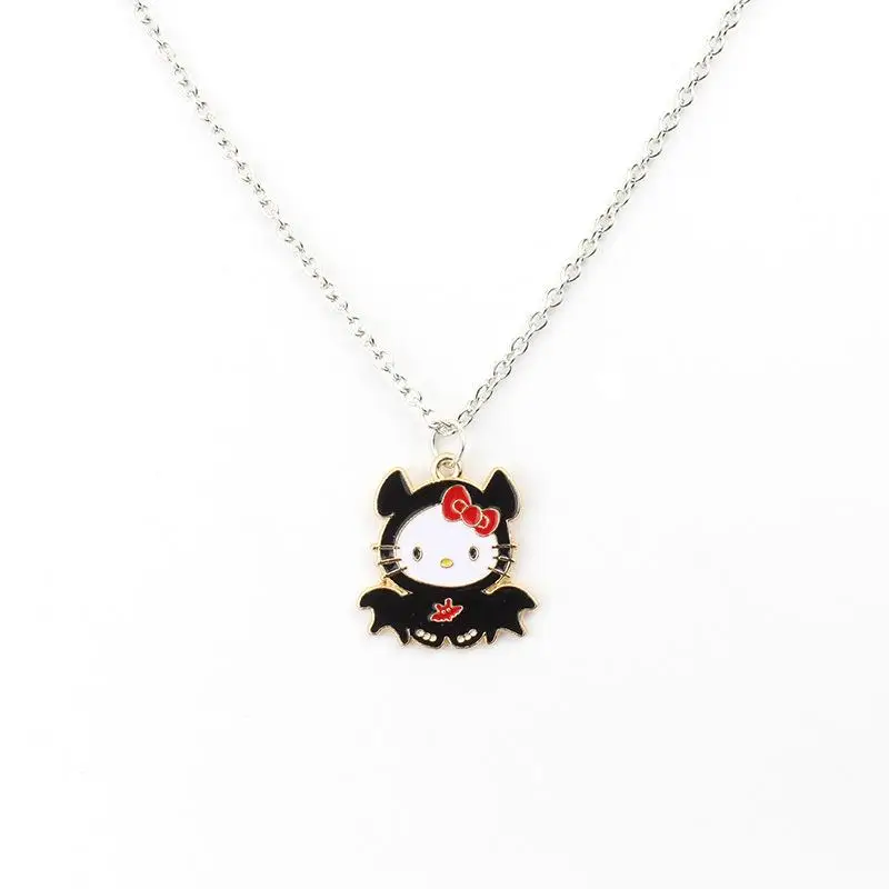 Kawaii Sanrio Hellokitty Necklace Sweater Chain Necklace Pendant Halloween Decoration Demon Sprite Girl Birthday Gift Girlfriend