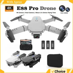 E88 Pro WIFI FPV Drone szerokokątny Dual HD 4K 1080P kamera do przechowywania samolotu RC składany Quadcopter helikopter fartuch zabawka prezent