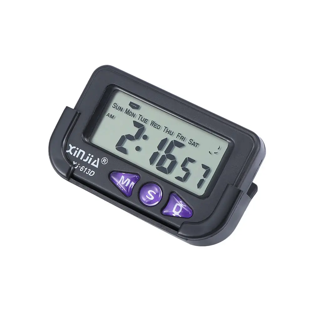 Fashion Car Time Pocket Sized Black Date Digital Electronic Alarm Clock Stopwatch Automotive