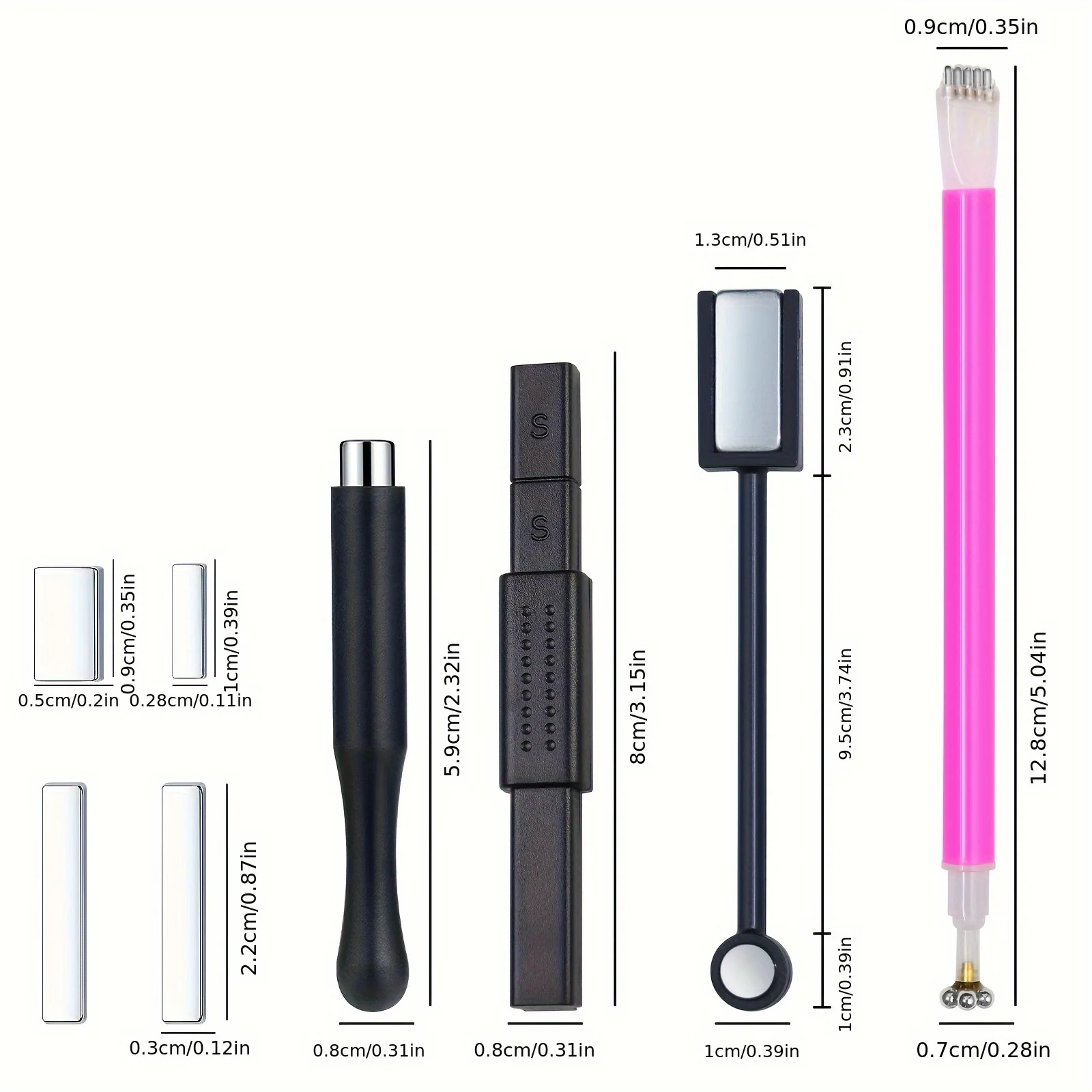 YIKOOLIN 8 pièces ensemble d'outils magnétiques pour ongles avec vernis Gel œil de chat magnétique pour bricolage Nail Art adapté à la maison Salon ou en Studio