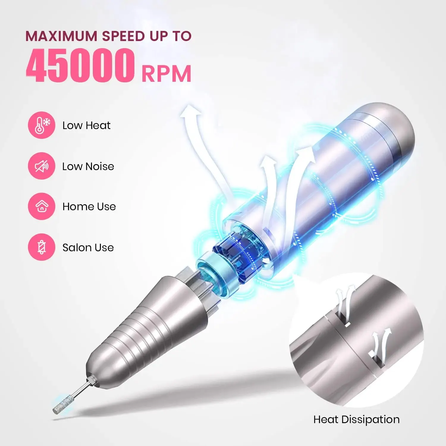 45000RPM recarregável Nail Drill Manicure máquina profissional prego broca com display LCD portátil sem fio Drill Set Nail Art