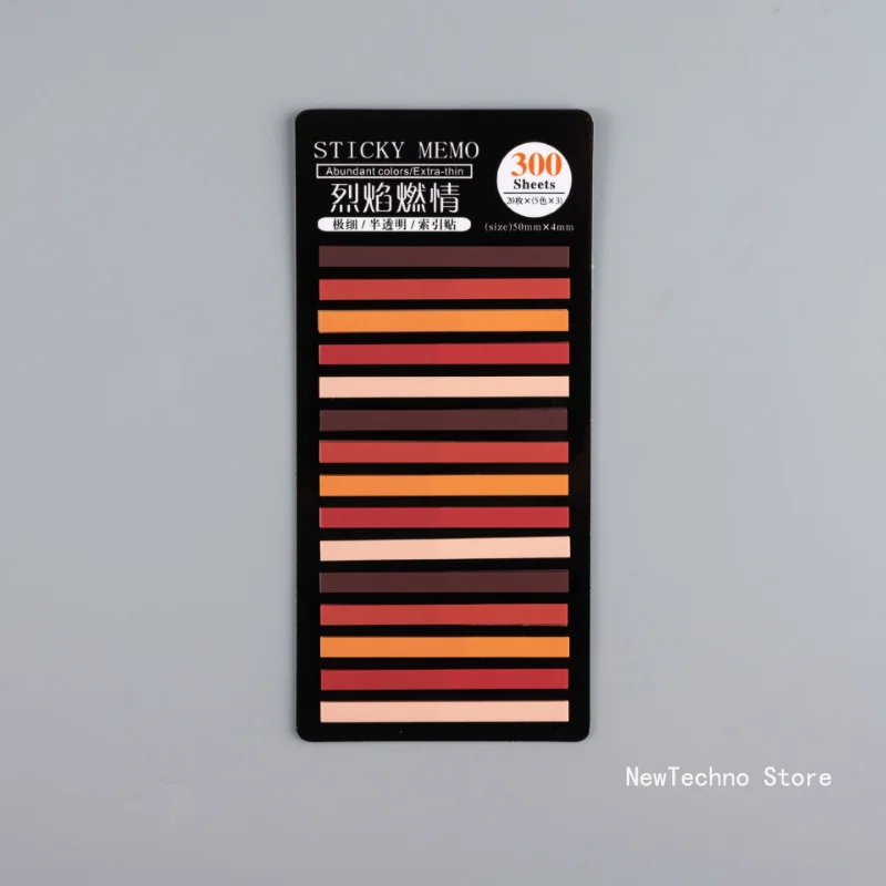 300sheets Rainbow Long Index Stickers Post Fluorescent Waterproof Color Note Stamping Transparent Sticky Scrapbooking Note Craft