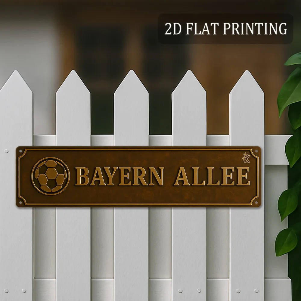 CIFBUY Retro Bavarian Street Soccer Badge Metal Sign Aluminum Wall Art Waterproof Wearproof Decor Garden Patio Balcony Outdoor