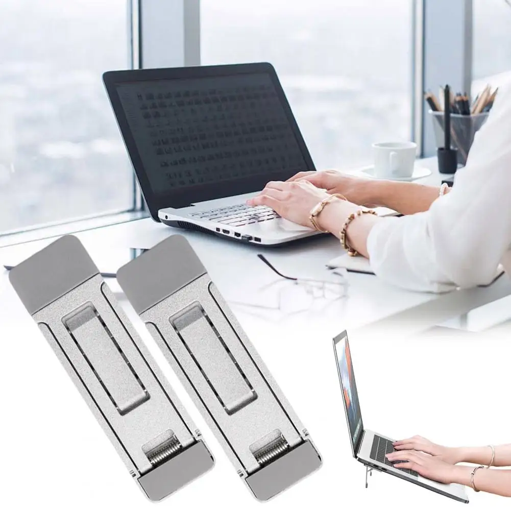 Suporte para computador portátil com design antiderrapante, 3 opções de ajuste de altura, suporte compacto para notebooks e computadores