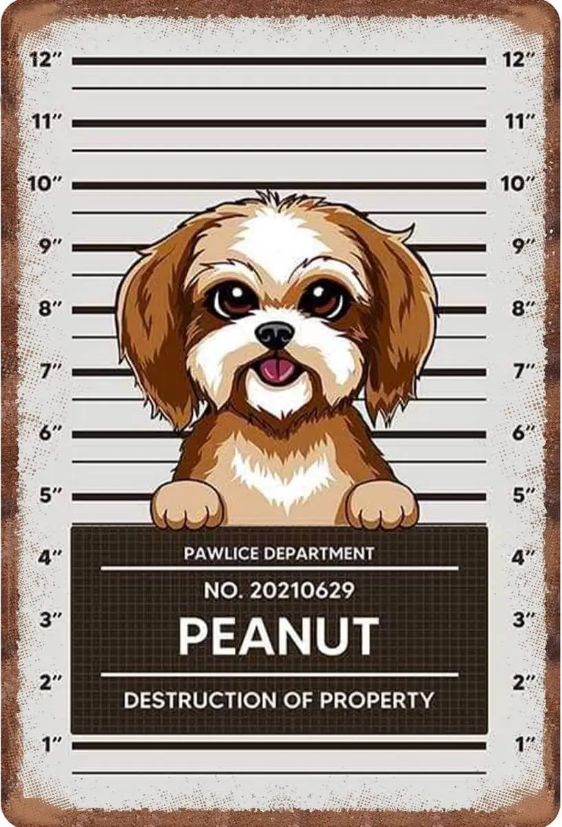 Creative Metal Tin Sign Guilty Cat Dog Crimes Pet Mugshot Fun Home Home Bathroom Patio Bar Cafe Tin Sign