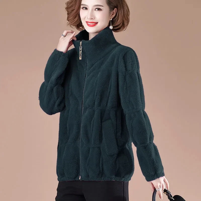 Imitazione visone velluto maglione cappotto per le donne autunno inverno addensare Cardigan maglione femminile morbido caldo giacca lavorata a