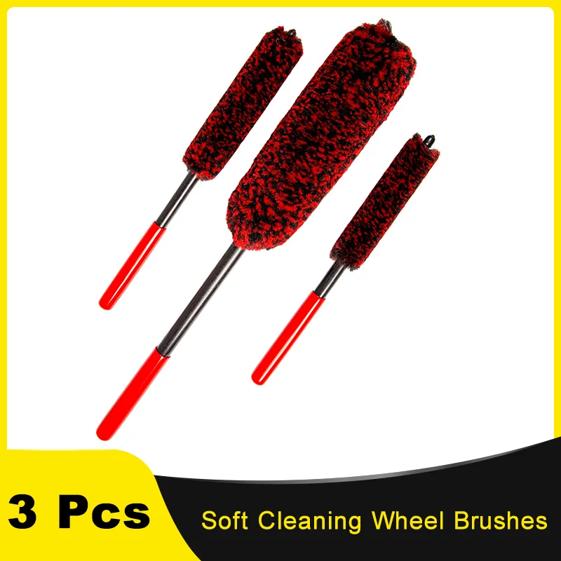 

Soft Cleaning Wheel Brushes Kit 3 Pcs Synthetic Super Soft and Safe Cleaning the Tight Spaces for Cleaning Wheel Washing Tires