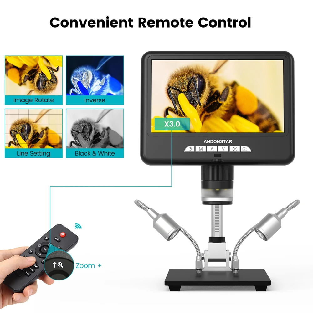 Andonstar AD207S HDMI Digital Microscope with Extension Column for coins observe,Soldering Microscope for Phone PCB SMD Repair