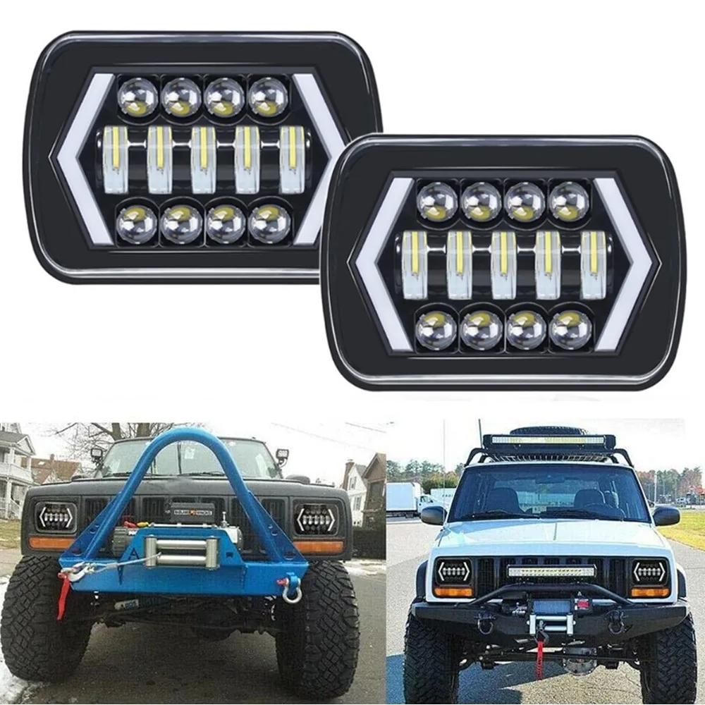 

High Quality 55W 7x6'' 5X7" Waterproof LED Projector Headlight Hi Low Beam For Jeep Cherokee XJ Car Light Accessories