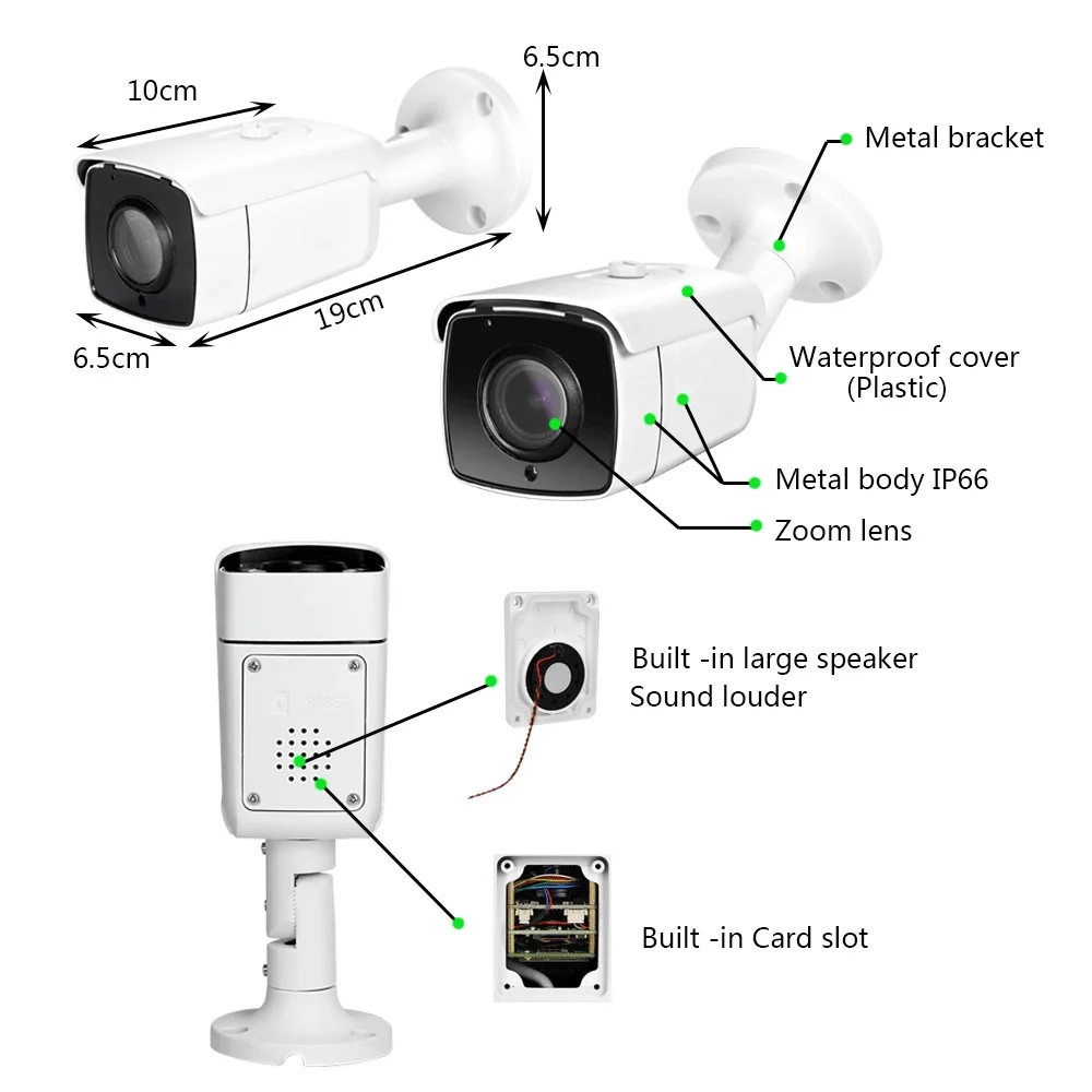 SONY415 video keamanan peluru Zoom otomatis, 4K 8MP 5X POE 48V HD 5MP Audio dua arah tahan air deteksi manusia mobil IR versi malam