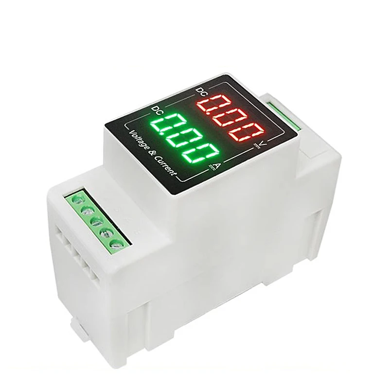 Din Rail Type DC Digital Display 100V Voltmeter 20A Ammeter 50A Digital Integrated Meter 14-100V