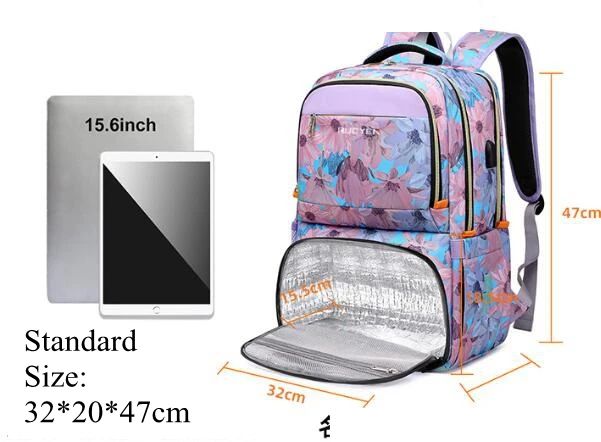 Aoking Men 15.6 Inch Laptop Backpack Insulated Picnic Bag 17.3 Inch School Backpack for Teenagers USB charging Men Rucksack Bag