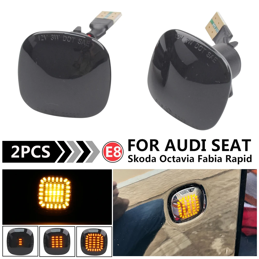 

2X динамический светодиодный боковой указатель поворота для Skoda Fabia Octavia Superb Roomster SEAT Cordoba Ibiza AUDI A3 A4 A8