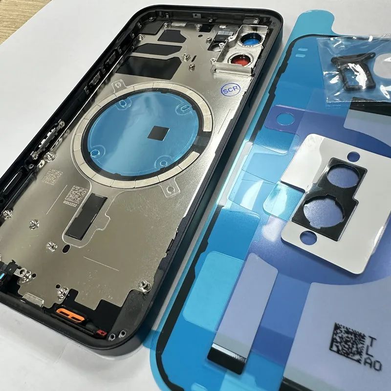 Back Housing Cover For iPhone 12 Back Battery Door Rear Glass with Middle Frame SIM Tray Side Key Replacement CE Parts