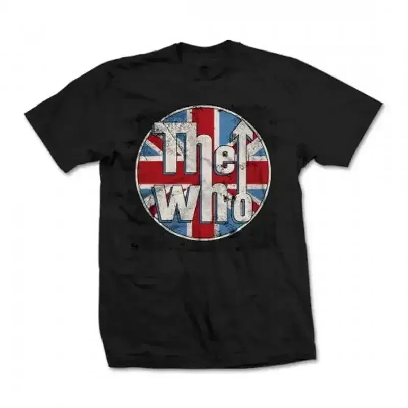 Men's Who The Who Distressed Union Jack Logo Tee Tshirt Small Black