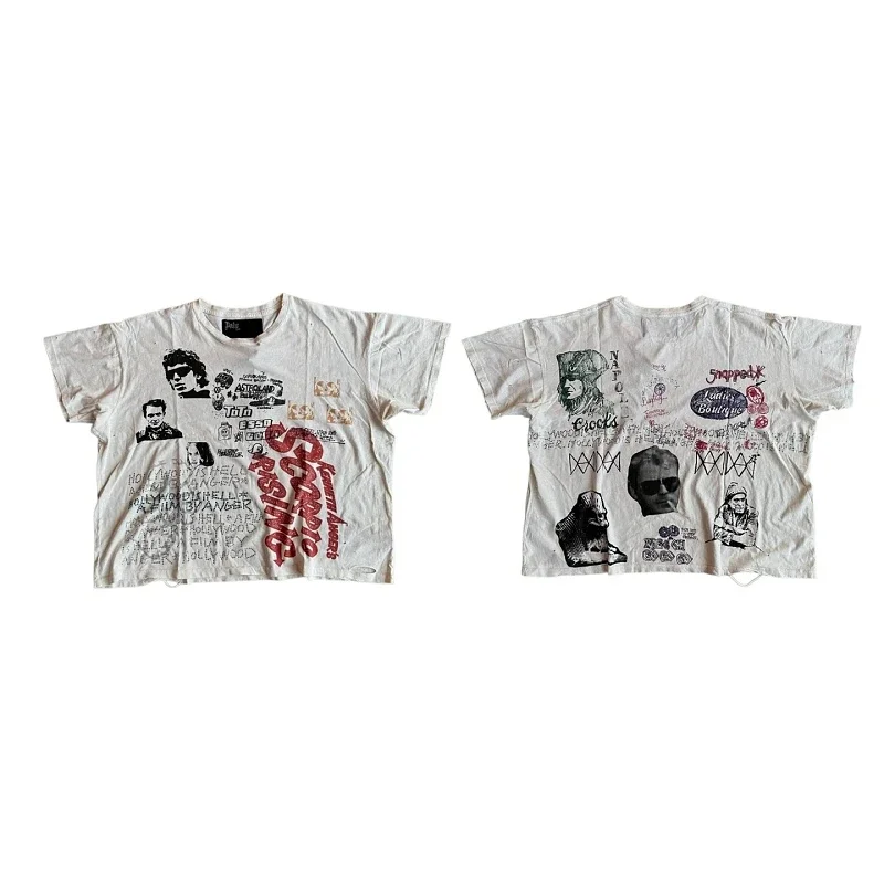 Direct spray-dyed pattern Paly Best Quality T-shirts Men Women Hip Hop O-Neck Apricot Short Sleeve Tee Cotton
