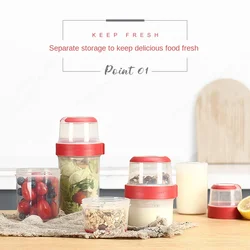 300/480/670/870/1070ML Oatmeal Nut Yogurt Salad Cup Food Storage Box Seal Container Set 2-layer Crisper Cup Sauce Cup Lunch Box