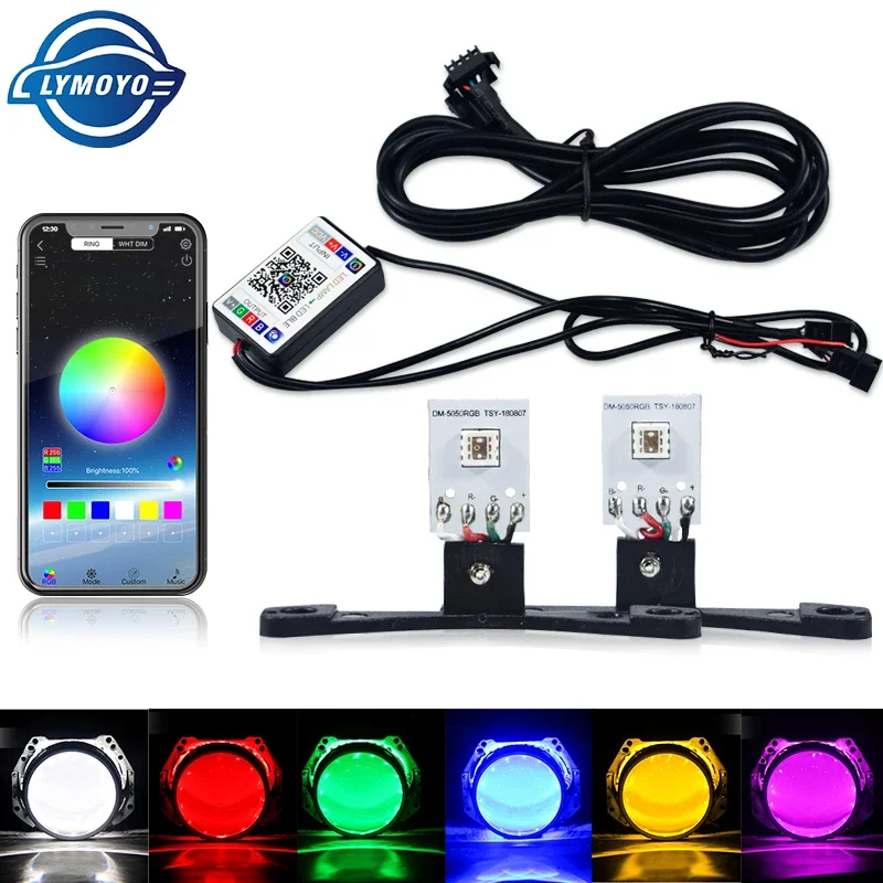 

2pcs Car LED Devil Eye Demon Evil Eyes 12V Blue Yellow for 2.5inch Bi Xenon Projector Automotive Motorcycle LED Headlight APP