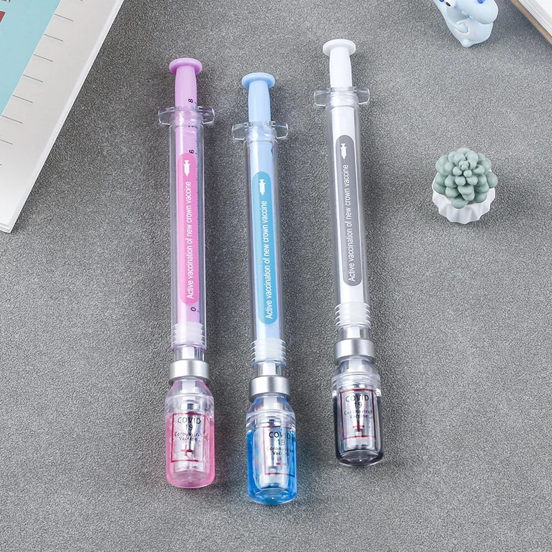 36pcs/lot Creative Syringe Shape Gel Pen Cute 0.5mm Neutral Pen School writing Supplies Promotional Gift