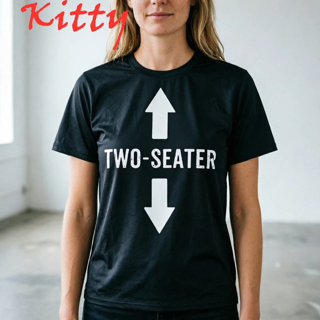Women Two Seater Women's T-shirt  Adult Humor Dad Joke Summer Short Sleeve Crew Neck Streetwear Casual Gift Top Women's Clothing