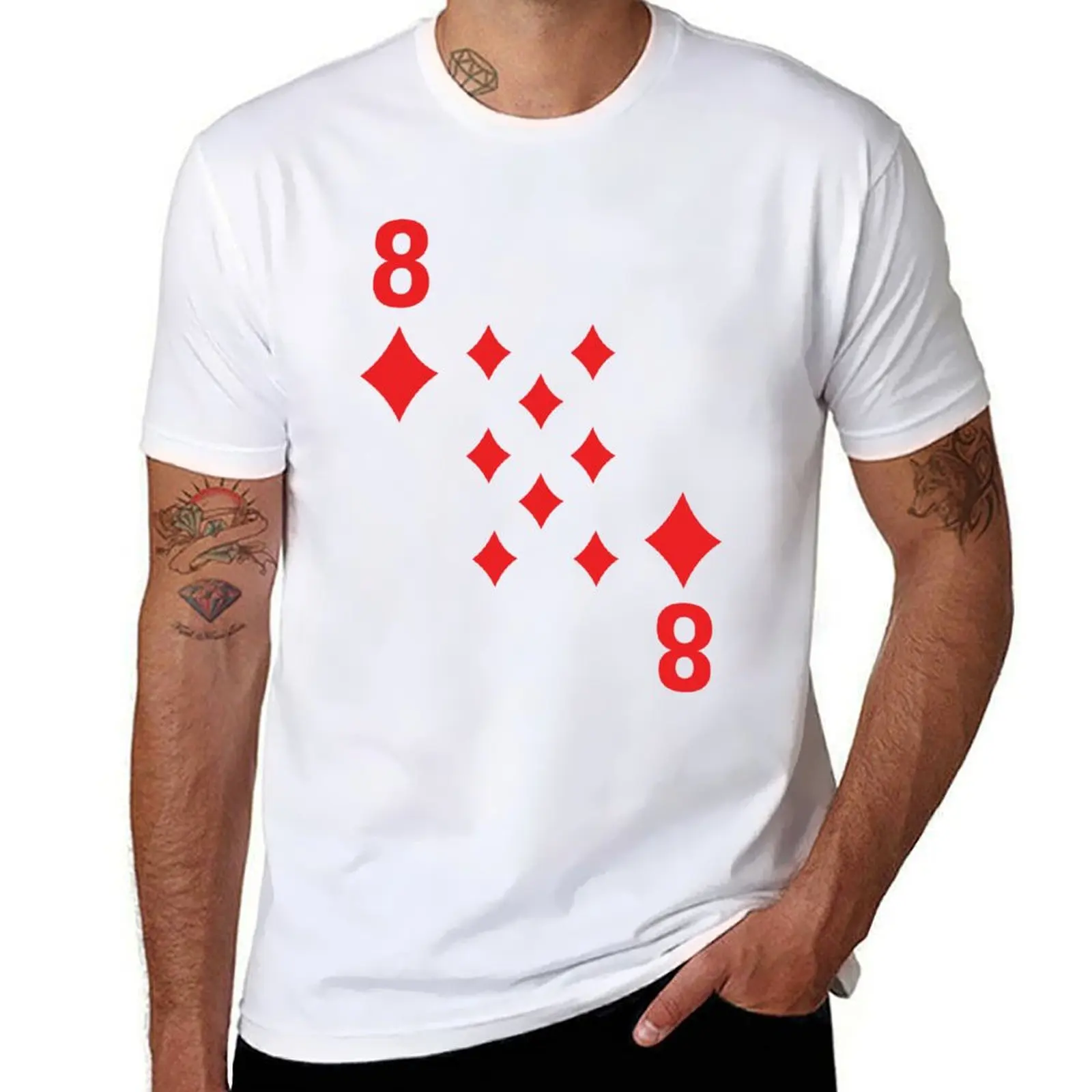 

100% Diamonds Eight cotton for Poker Playing Card Costume t 8 man man T-Shirt funny shirts cotton shirts t of