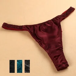 3pcs/lot  Free shipping Wholesale 100% Silk Panties Men's silk G-Strings Thongs sexy underwear Bikinis L XL XXL