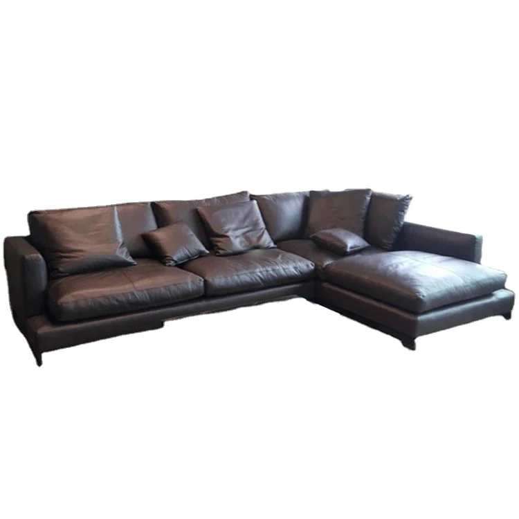 

Высококлассный современный угловой диван, современная модная мебель для дома из китайской фабрики, натуральная кожа с губчатым наполнением, низкая цена
