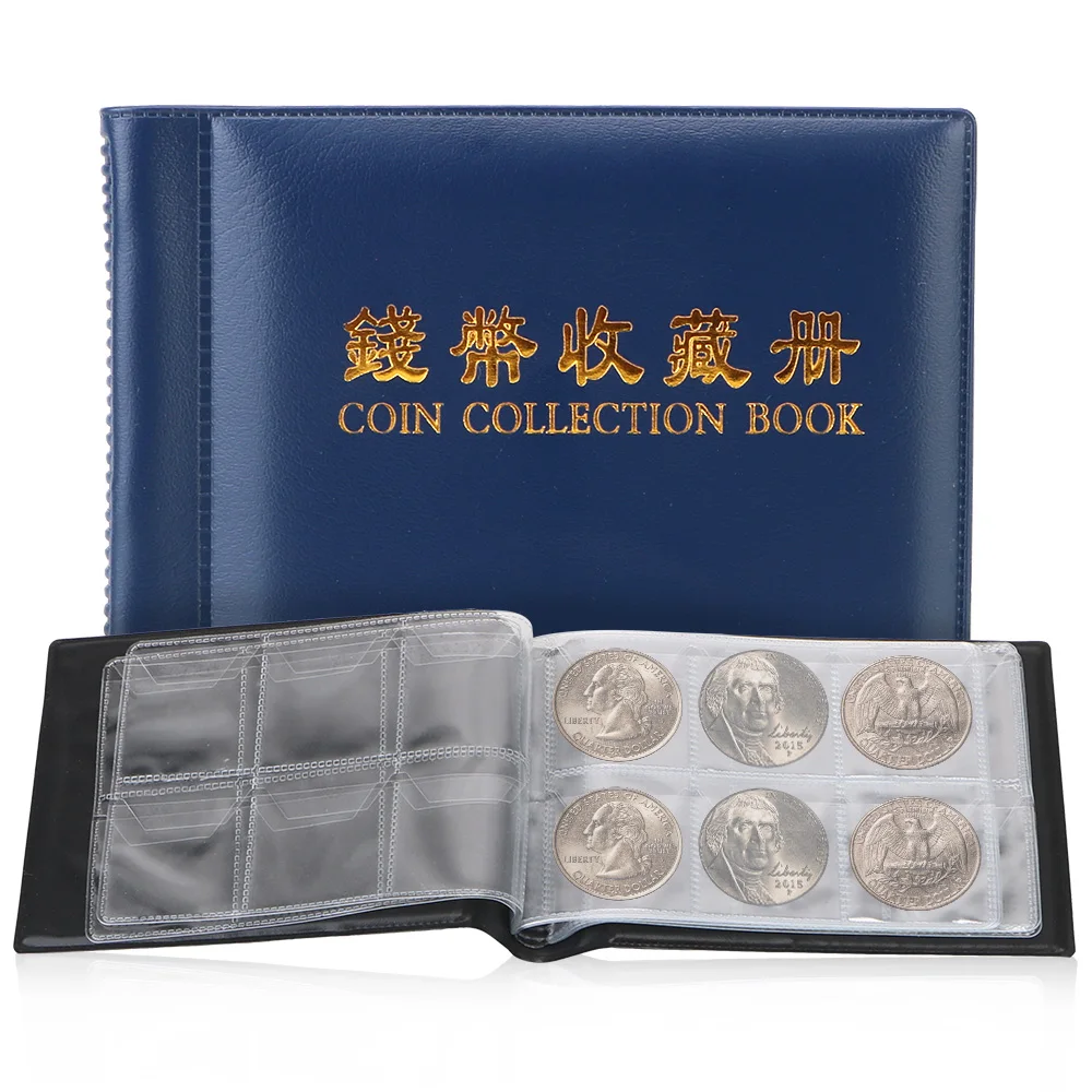 60 Pockets Coin Holder Albums Stamp Album Coin Collection Book For Commemorative Coin Badges Tokens Album Coin Storage Bag Gifts