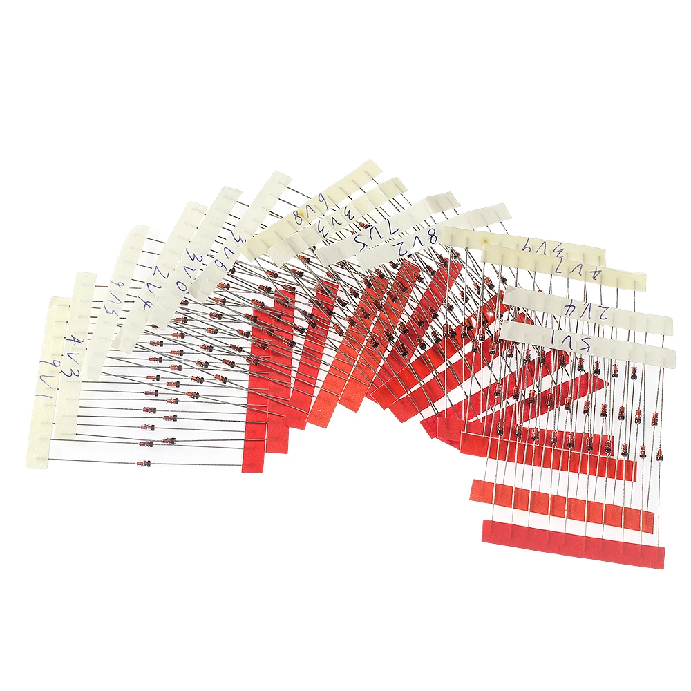 150 Stuks 1/2W Zener Diode 2.4V ~ 9.1V 15 Waarden Spanningsregelaar Diode Assortiment Set, Voor Voedingen En Diy Elektronica