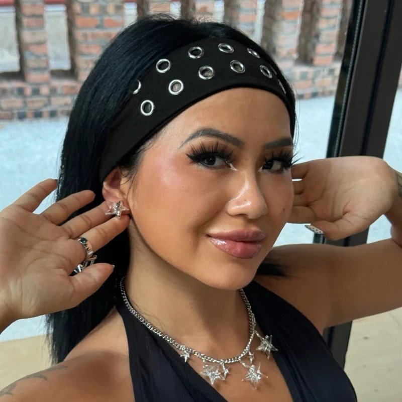 Retro Punk Hottie Riveted Hairband Y2K Hip-hop Personality Hundred Trendy Metal Hair Accessories Sweet Cool Female Hairband