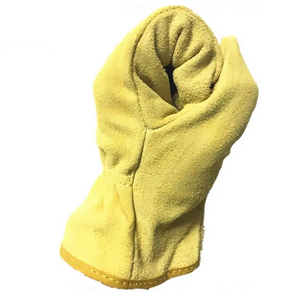 

Light Yellow Cowhide Welders Gauntlet Abrasion Resistant Safety Gloves for Welding Helmet Protection