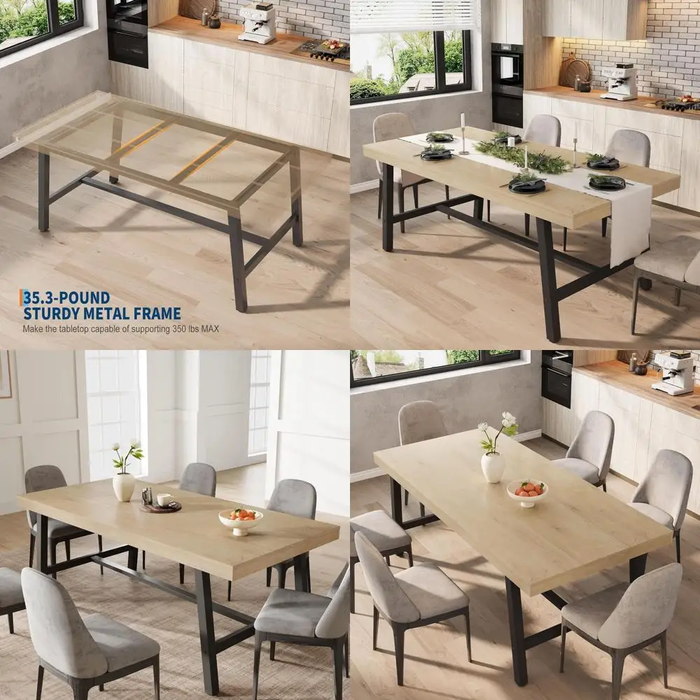 

Sturdy 70.87'' Wooden Dining Table for 6-8, Natural Finish, Suitable for Kitchen or Dining Room