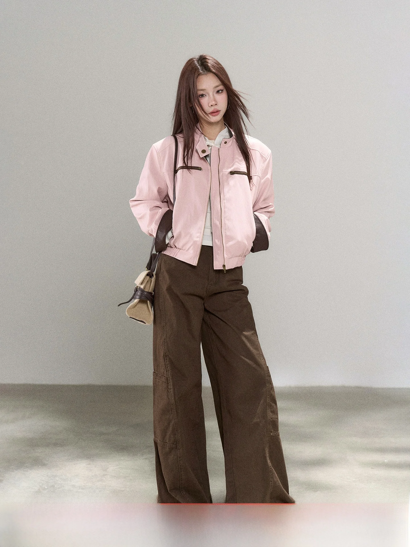 

Женские повседневные джинсы с высокой талией, широкими штанинами, свободного прямого кроя, в американском стиле, осенняя новинка, коричневый цвет