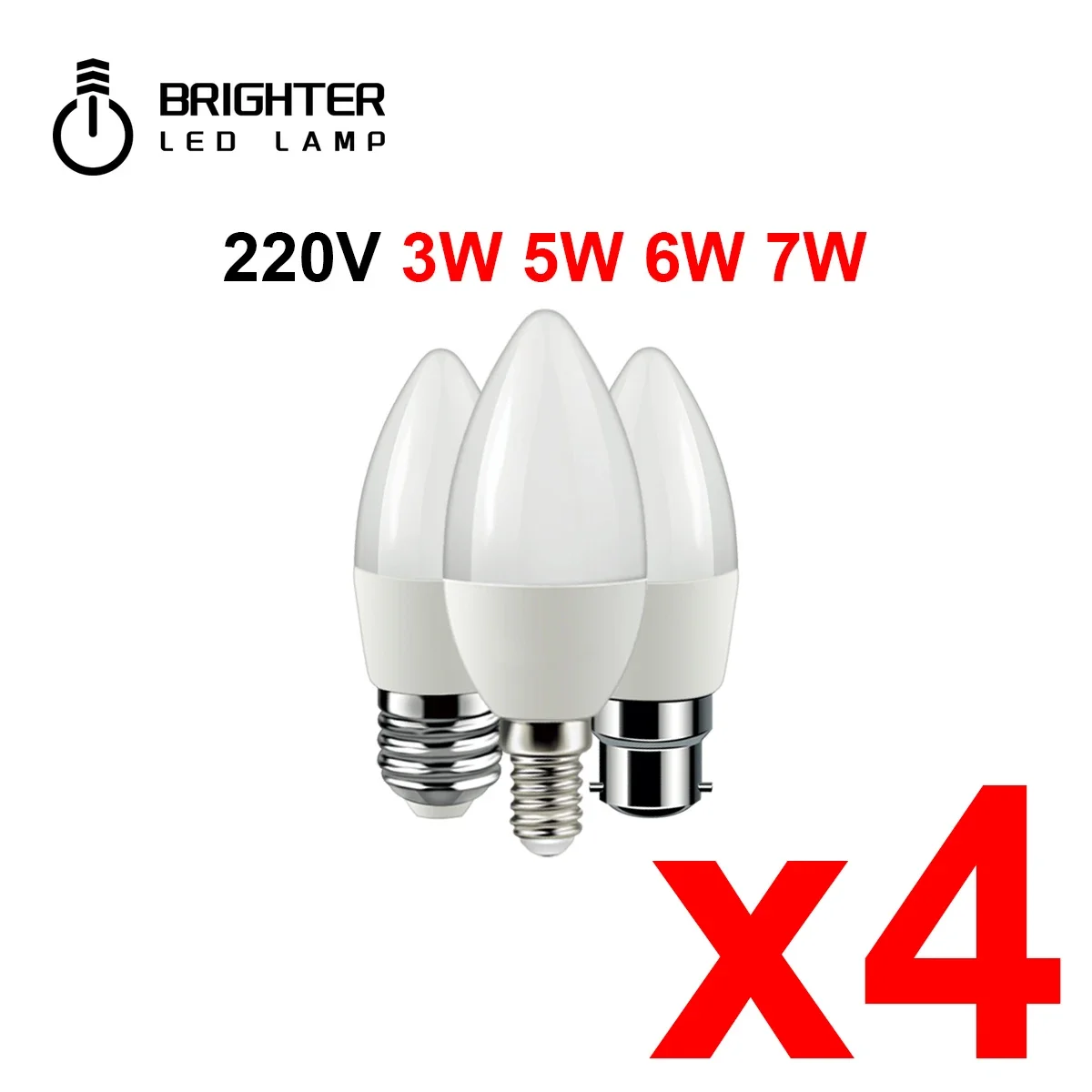 

4Pcs Led Candle Bulb C37 3w 5w 6w 7w E14 E27 B22 AC220V-240V Warm White Cold White Daylight For Home Decoration Lamp