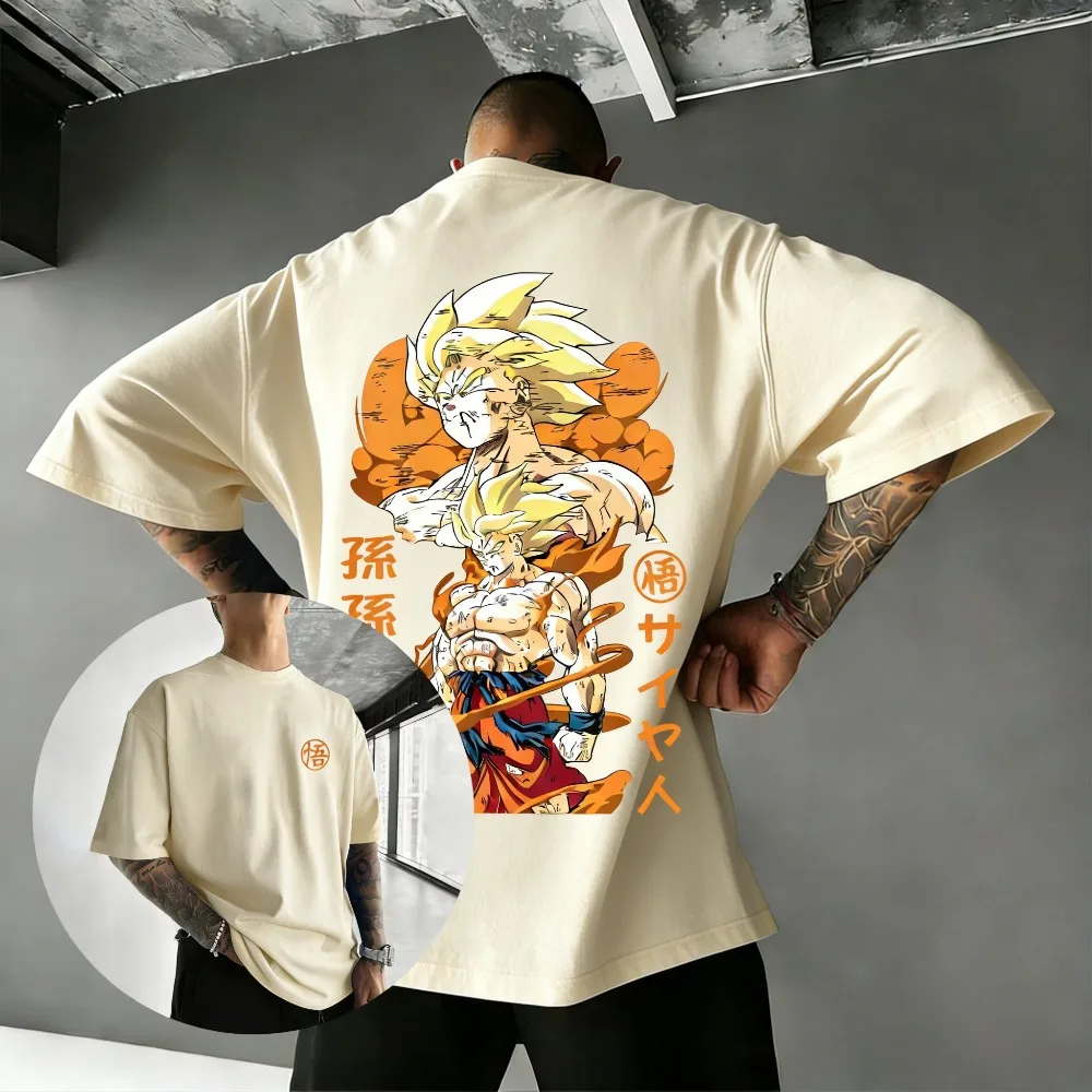 2026 Summer Dragon Ball T-shirt 100% Cotton Oversized Goku Super Saiyan Print Vintage Gym Streetwear Unisex for Men Women Kids - view 4