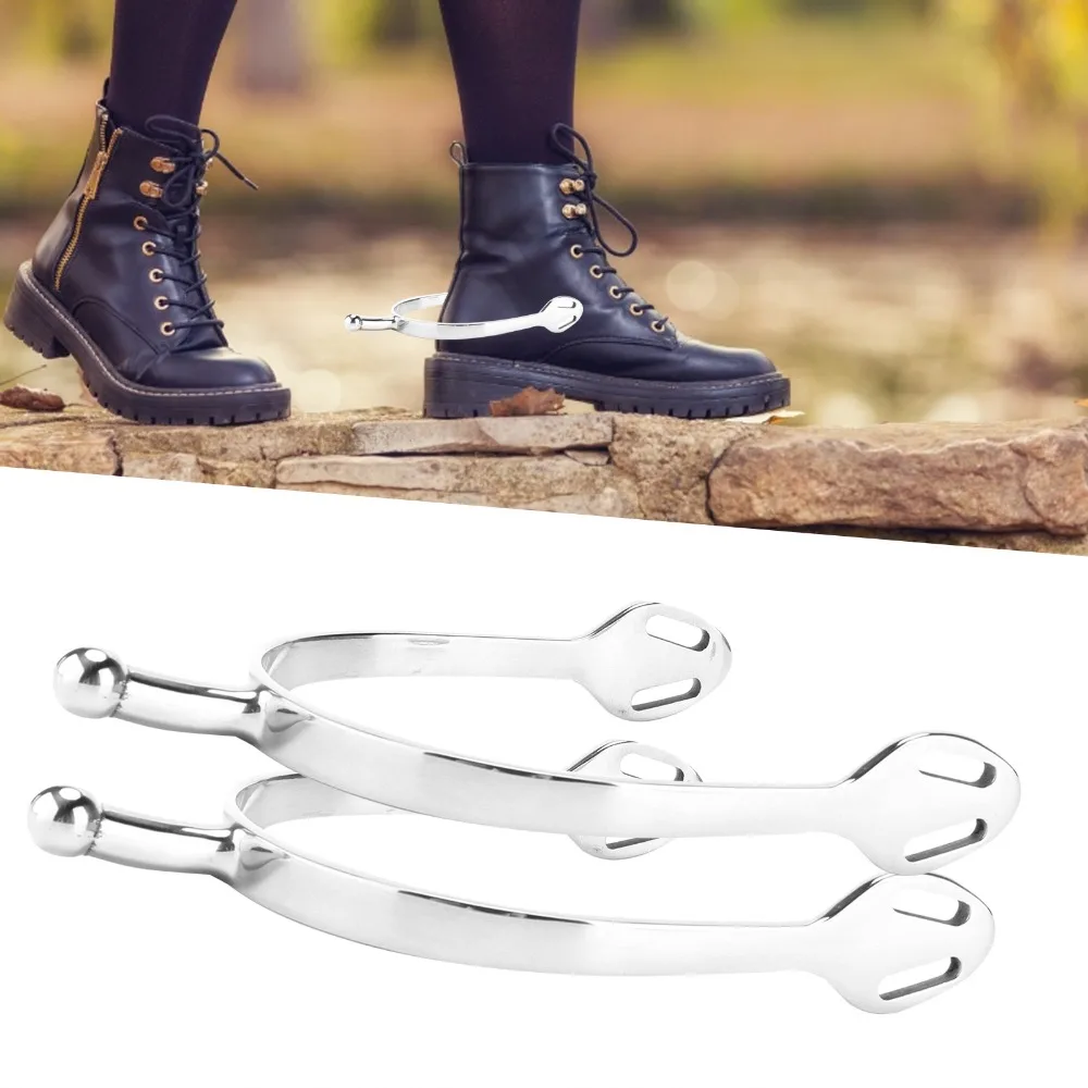 2pcs Adjustable Stainless Steel Horse Spurs Round Head Harmless Design English Spurs Durable Riding Spurs Any Horse Age