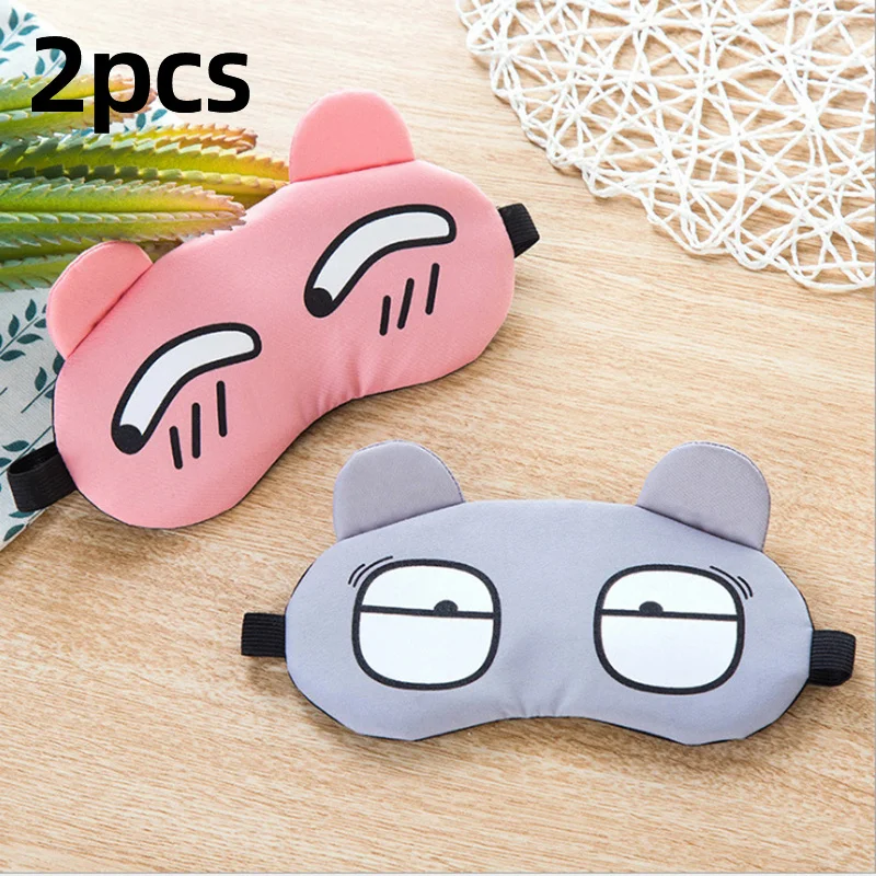 2Pcs Cartoon Embroidery Ultra-Soft Sun-Blocking Eye Mask Adjustable Elastic Band-Ideal For Couples A Practical Gift For Festival