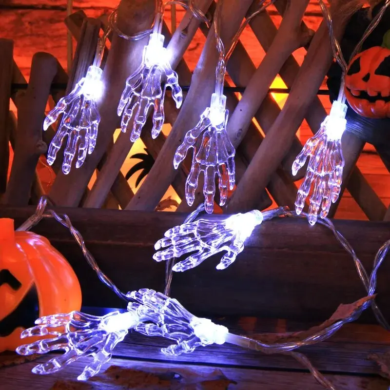 Guirlande lumineuse LED à griffes fantômes pour Halloween, lampe de décoration alimentée par batterie, lumières d'ambiance d'horreur pour fête et maison hantée