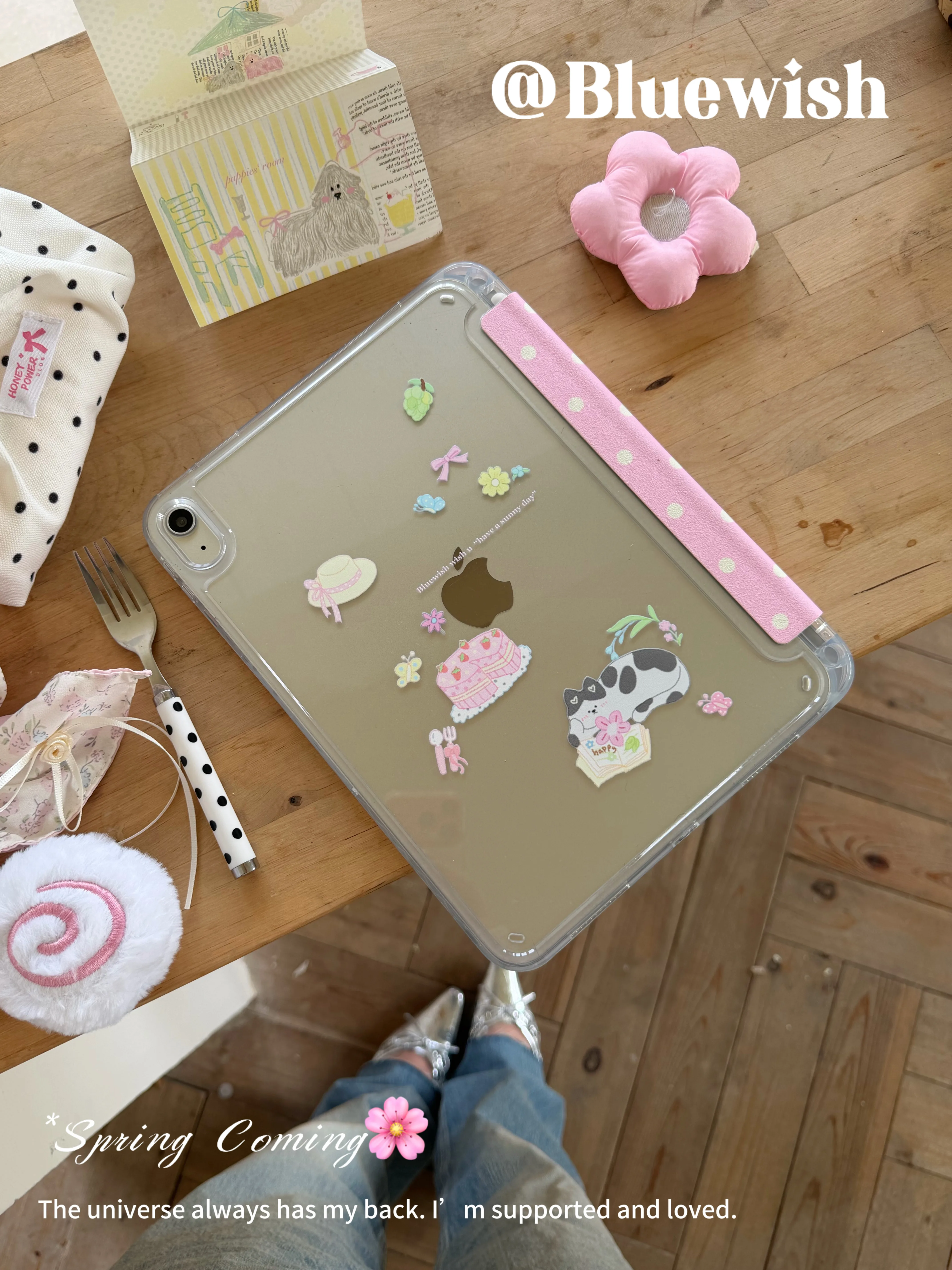 Pink Polka Dots Kitten ins Cover For iPad 10th 11th Gen 7/8/9 10.2'' Start Case For Air 4 5 6 7 11 For Air 2 9.7 Pro 11 Mini 6 7