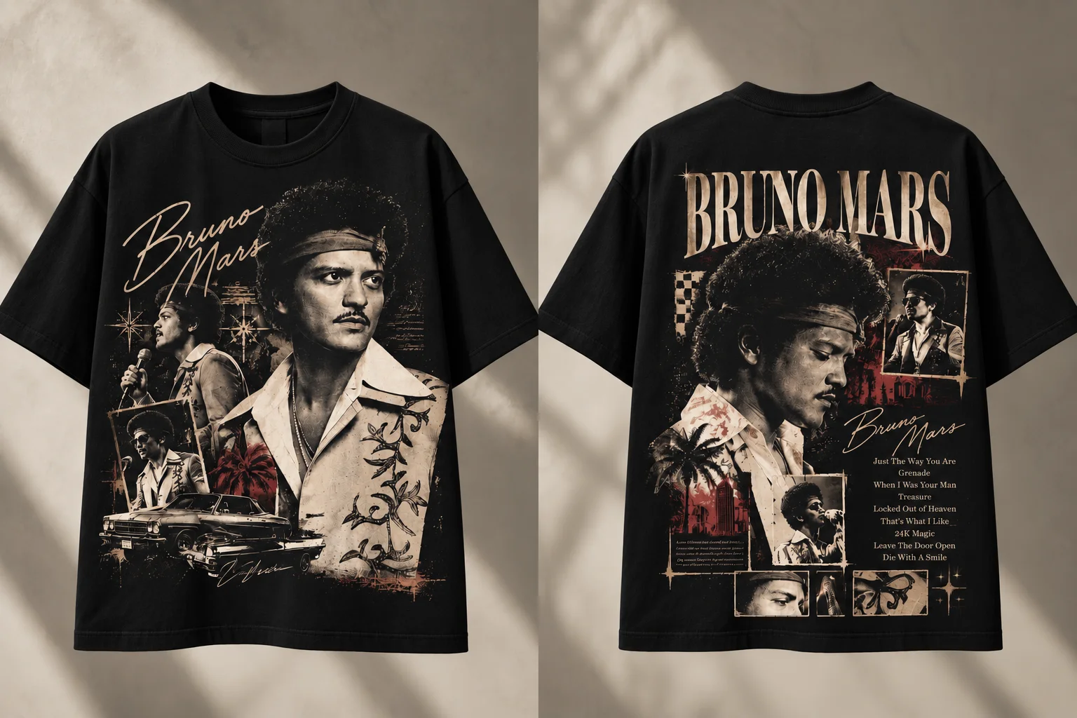 Bruno Mars Vintage Graphic T‑Shirt, Retro 90s Tour Aesthetic Tee, Oversized Band Lyric Iconic Hip Hop Music Fan Streetwear Top
