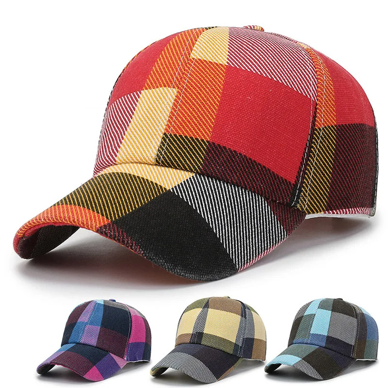 Solid Plaid Spring Summer Hats for Women Men Plaid Baseball Caps Outdoor Cool Lady Male Sun Hats Cap Hats for Women Men Fashion