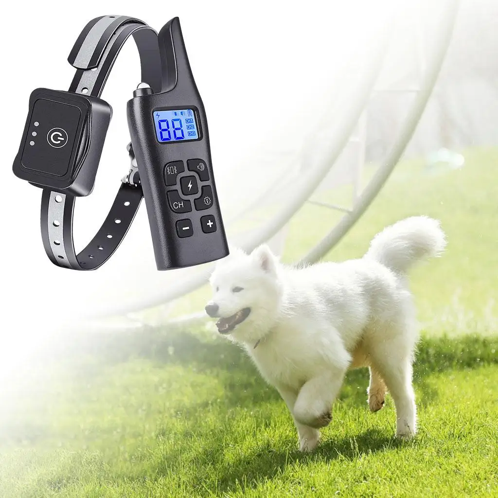 Rechargeable Electronic Dog Training Collar 800m Waterproof Stop Barking LCD Display Remote Control for Shock Vibration Sound