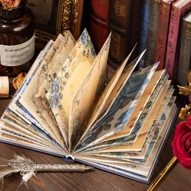 192 Pages Nostalgic Vintage Rose Collage Sheets, Soft Floral Texture Ornaments for Scrapbook Layout & Notes
