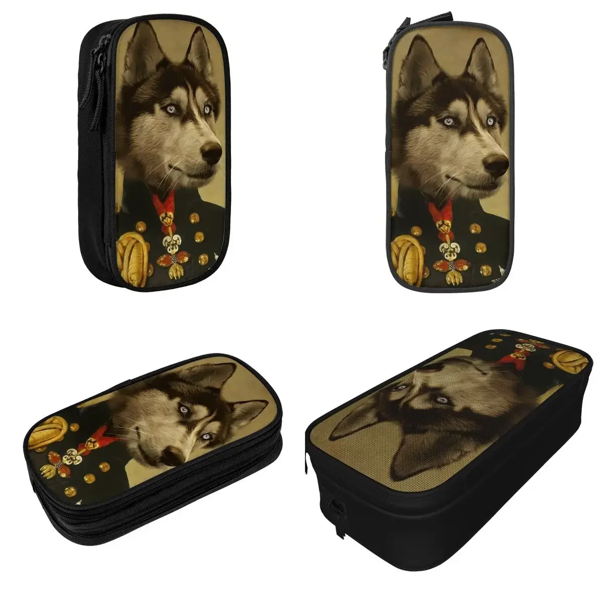 Funny Siberian Husky Gift Pencil Case Pencilcases Pen Box for Student Large Storage Bag Students School Zipper Stationery