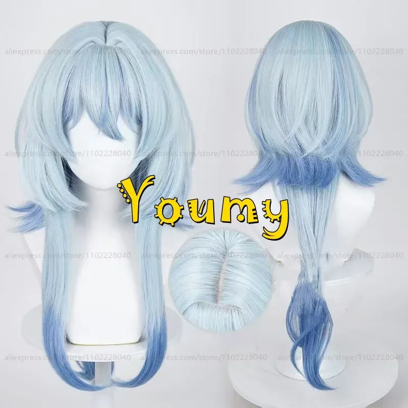 Wig The Shorekeeper Rambut Panjang 74Cm Wig Gradien Biru Cosplay Anime Wig Sintetis Tahan Panas untuk Wanita Dewasa Pesta Permainan Peran